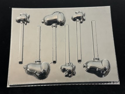 589sp Pudgy Beagle Dog Face and Bird Chocolate or Hard Candy Lollipop Mold